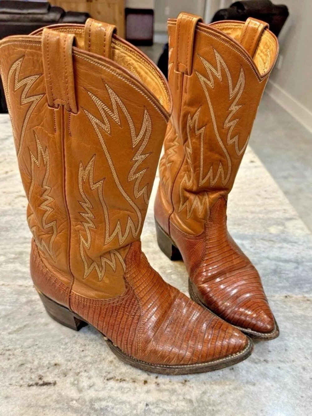Vintage Nocona 9009 Lizard Cowboy Boots Men's 9.5 D Exotic Leather Western